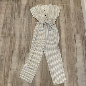 Gap Tie Waist Cream and Black Jumpsuit M NWT
